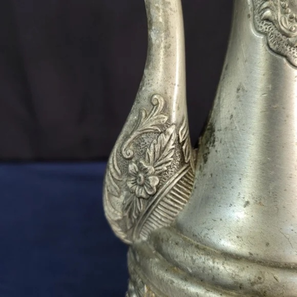 Vintage Pewter Ornate Pitcher with Inset Stones - Picture 3 of 12